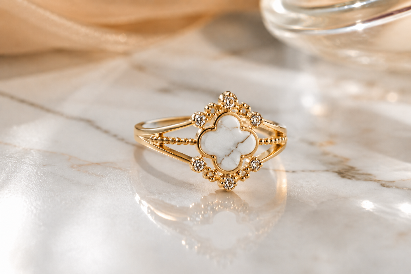 Crystal Clover Statement Ring