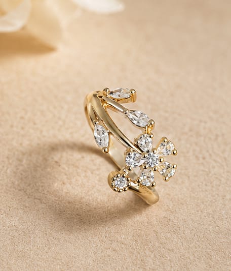 Luxe Vine Crystal Ring