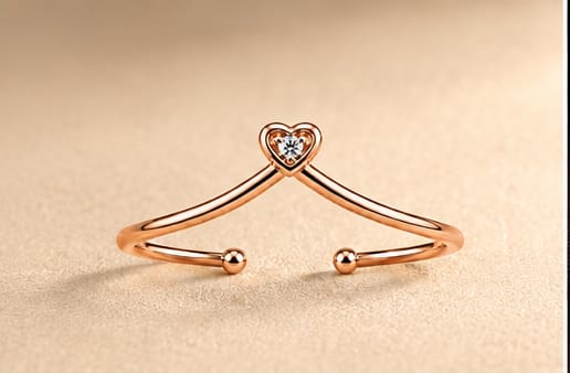 Crystal Heart Adjustable Ring