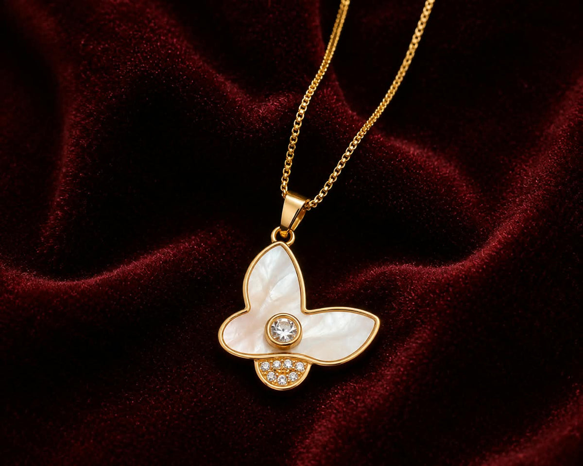 Luxe Pearl Butterfly Necklace