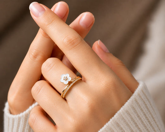 White Blossom Adjustable Ring