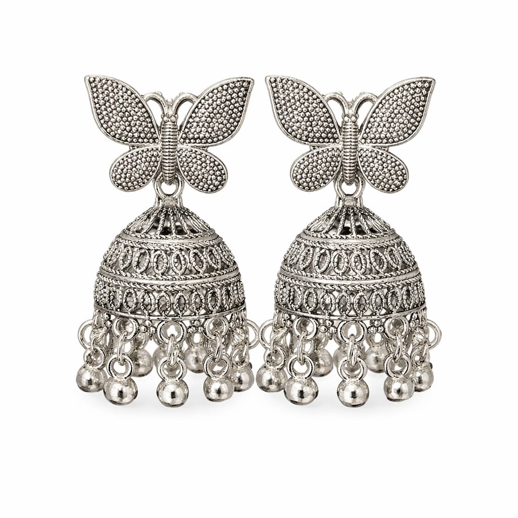 Combo of 4 Pair latest Traditional butter fly Silver Jhumki Earring for women/girls