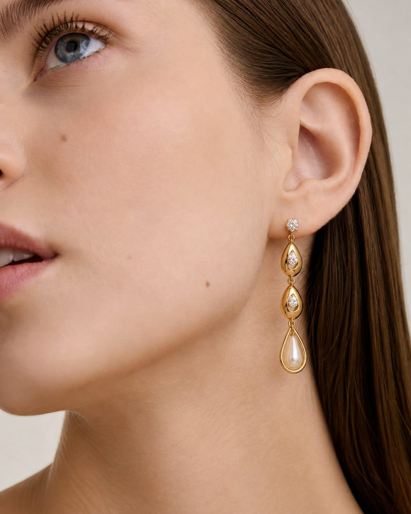 Royale Golden Pearl Earrings