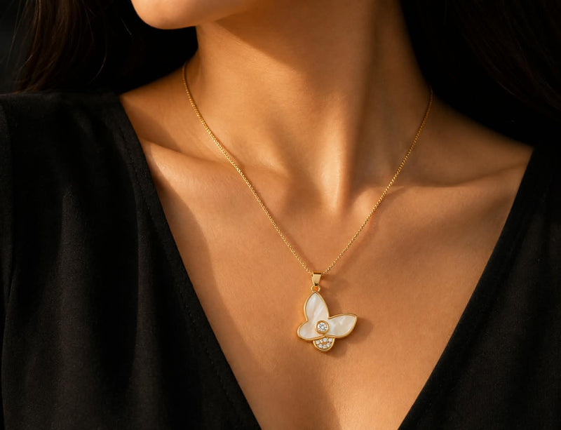 Luxe Pearl Butterfly Necklace