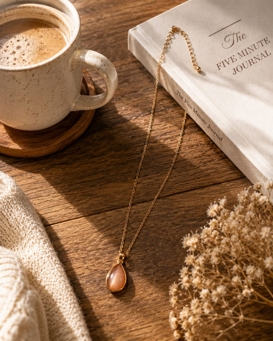 Elegant Peach Drop Necklace