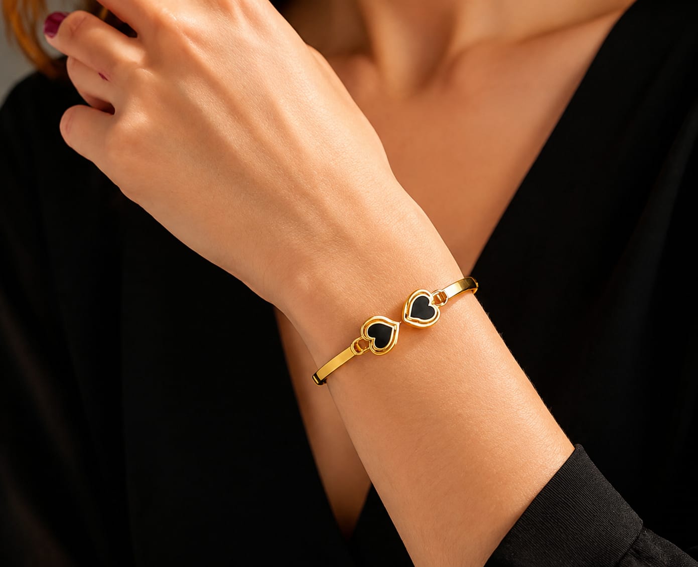 Golden Twin Hearts Bracelet