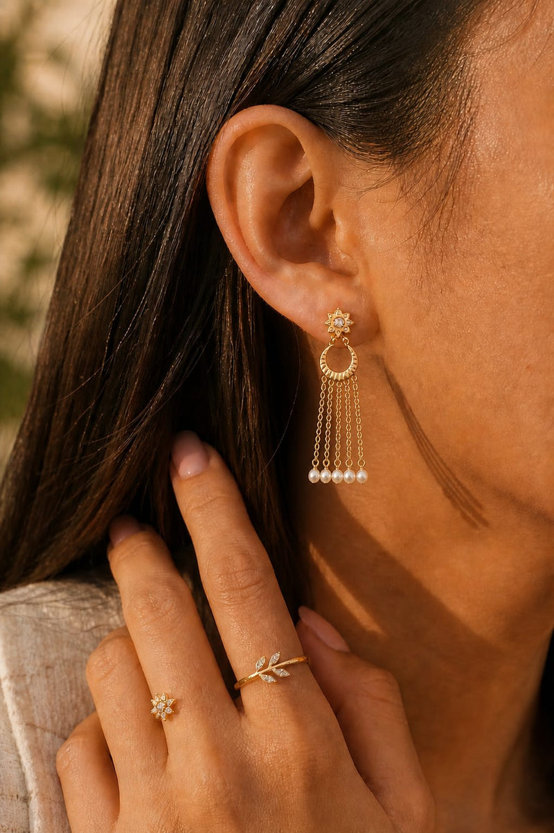Royale Pearl Chain Earrings