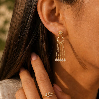 Royale Pearl Chain Earrings