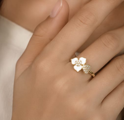 Bloom Heart Crystal Ring