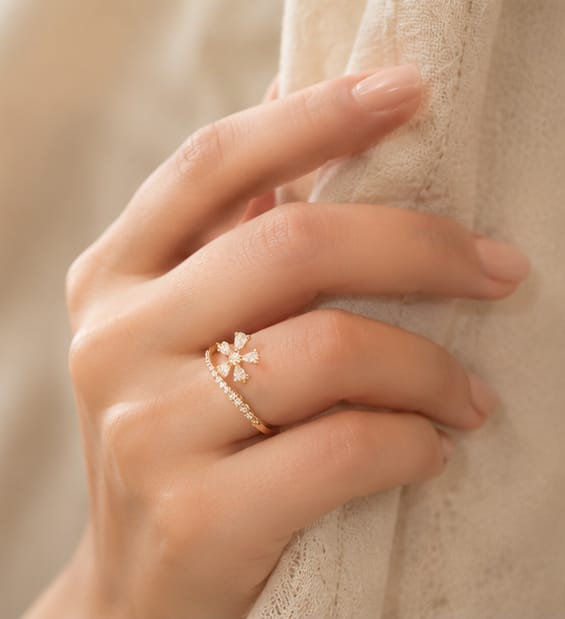 Golden Daisy Crystal Ring