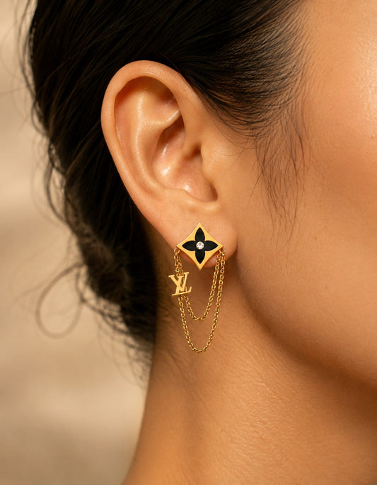 Verona Black Floral Earrings
