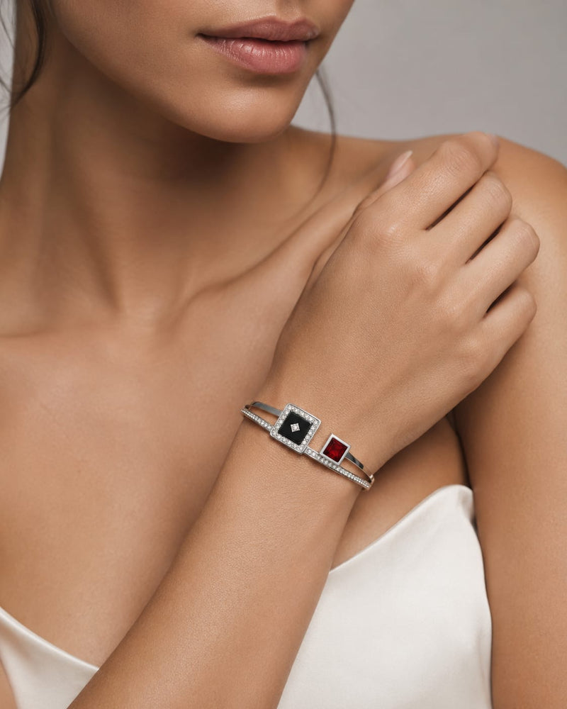 Luxe Dual Stone Crystal Cuff Bracelet