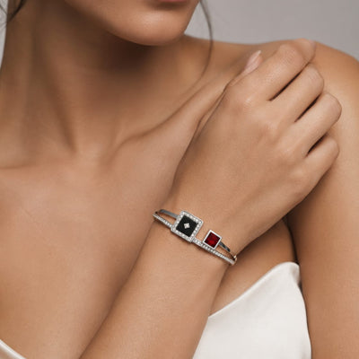 Luxe Dual Stone Crystal Cuff Bracelet