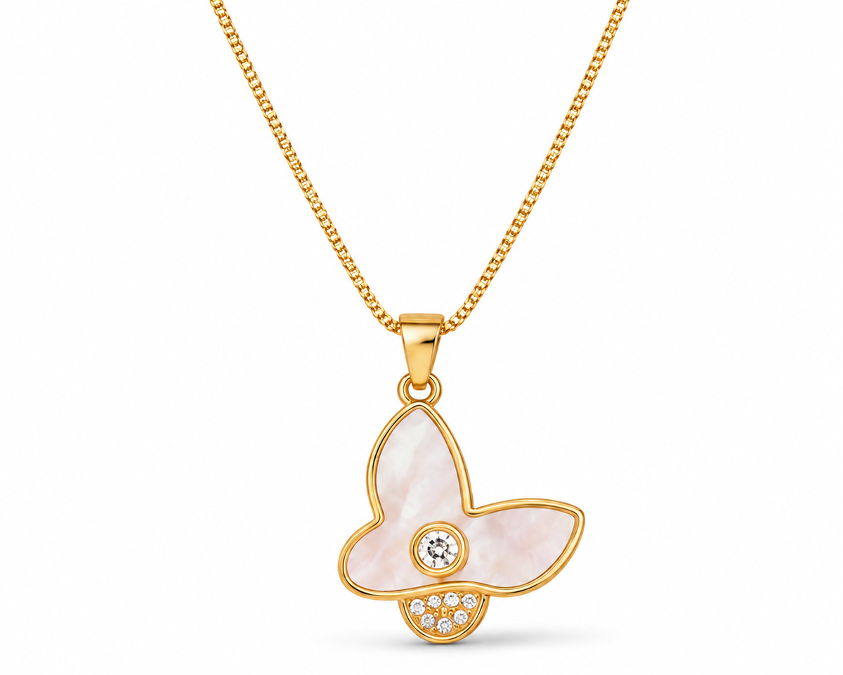 Luxe Pearl Butterfly Necklace