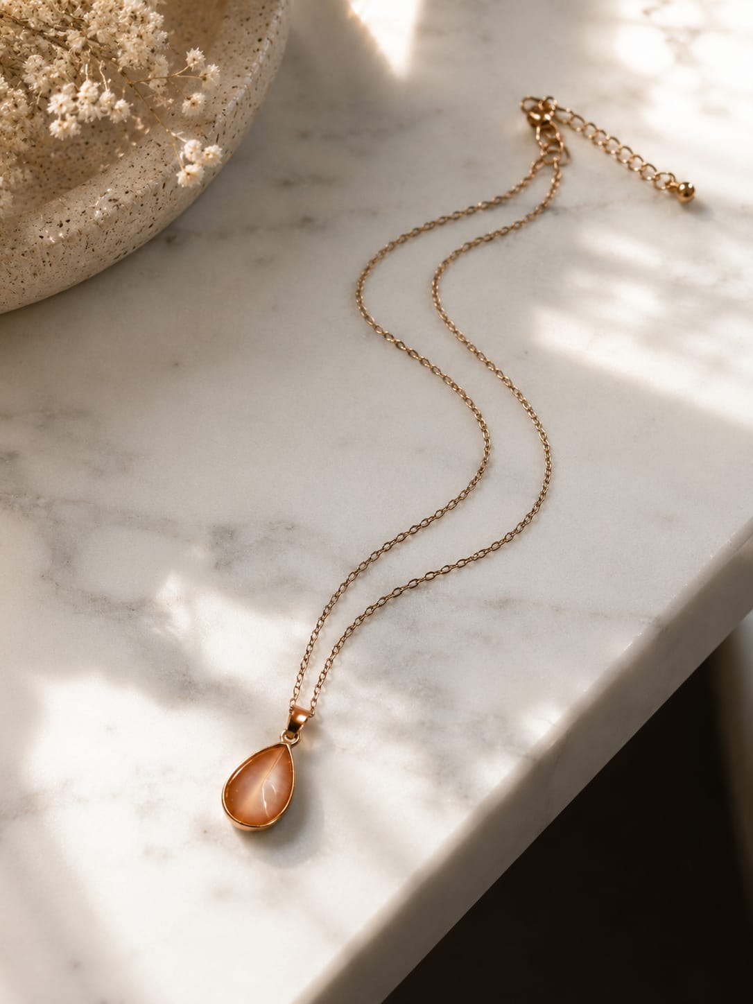 Elegant Peach Drop Necklace