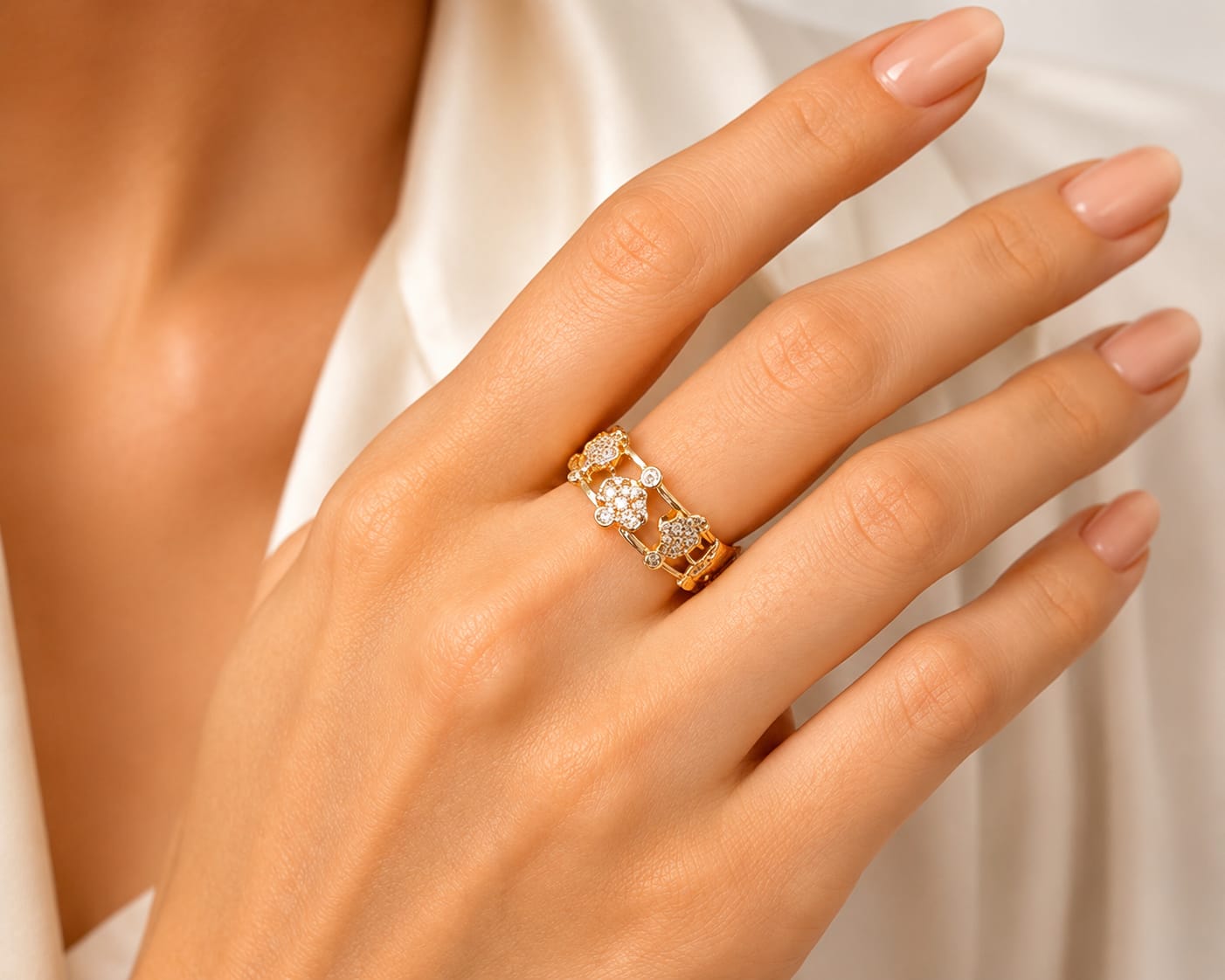 Luxe Flower Chain Ring