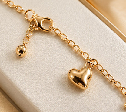Golden Heart Charm Bracelet