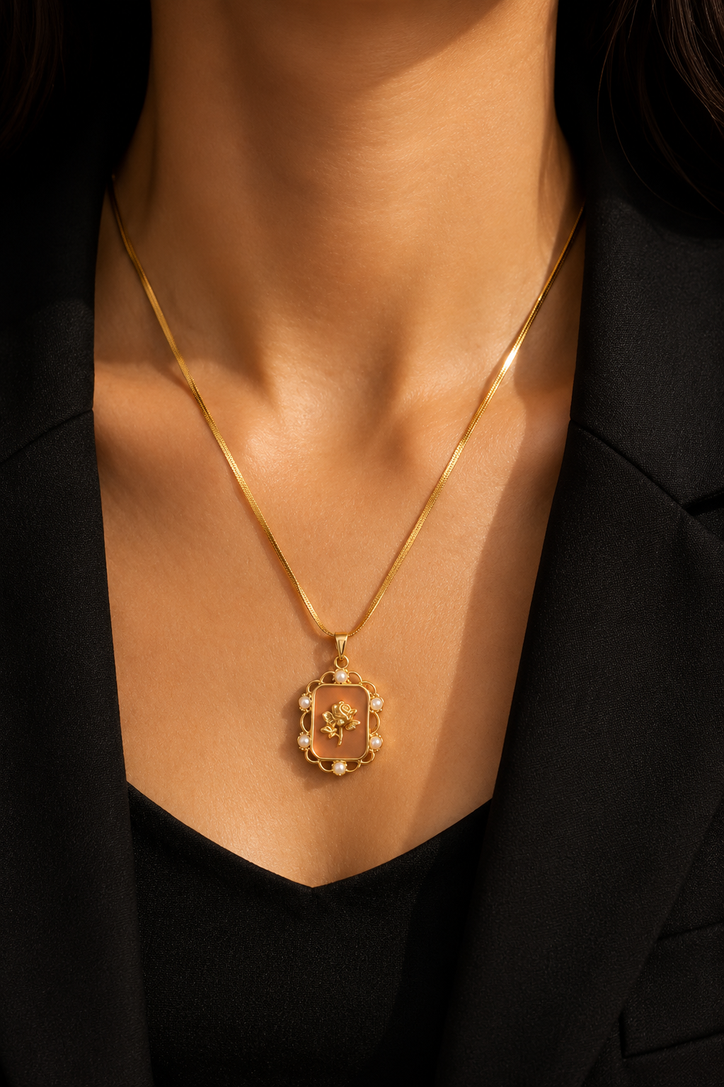 Elegant Rose Charm Necklace