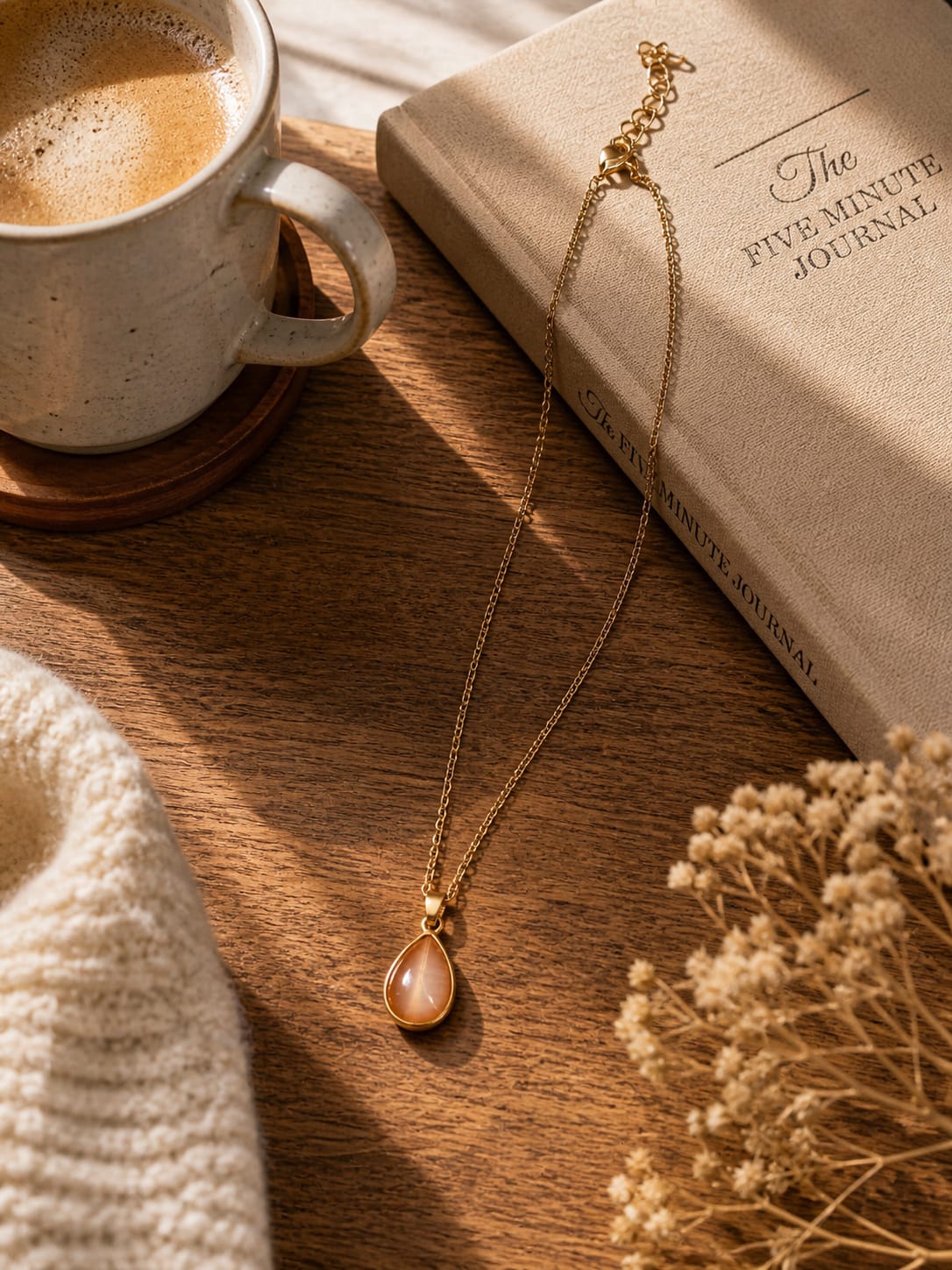 Elegant Peach Drop Necklace