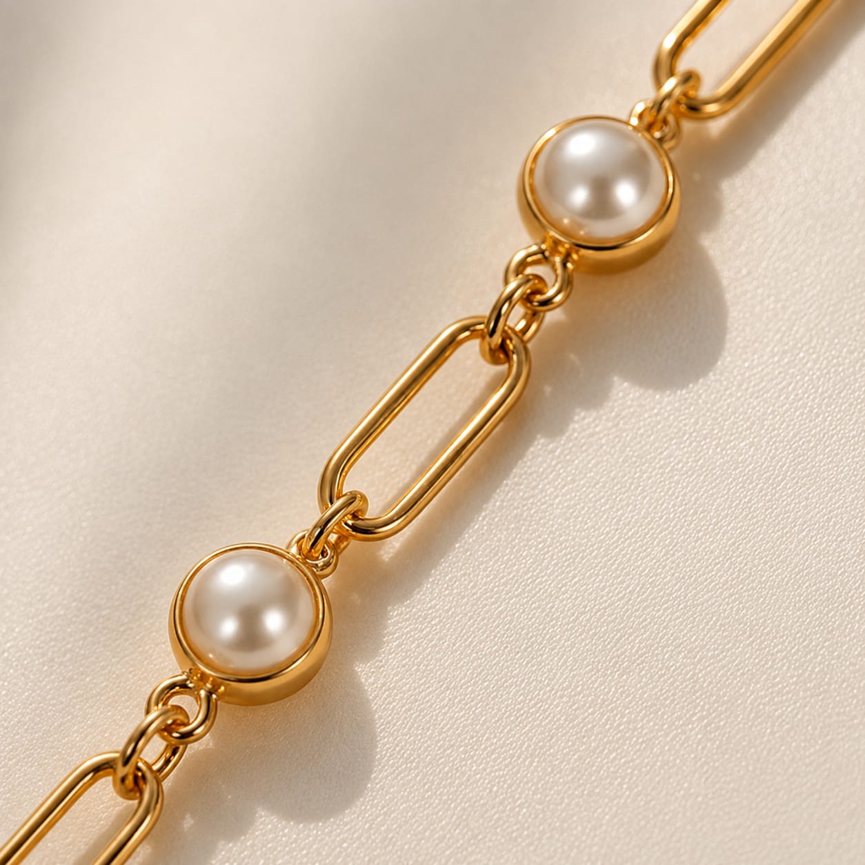 Golden Pearl Link Bracelet