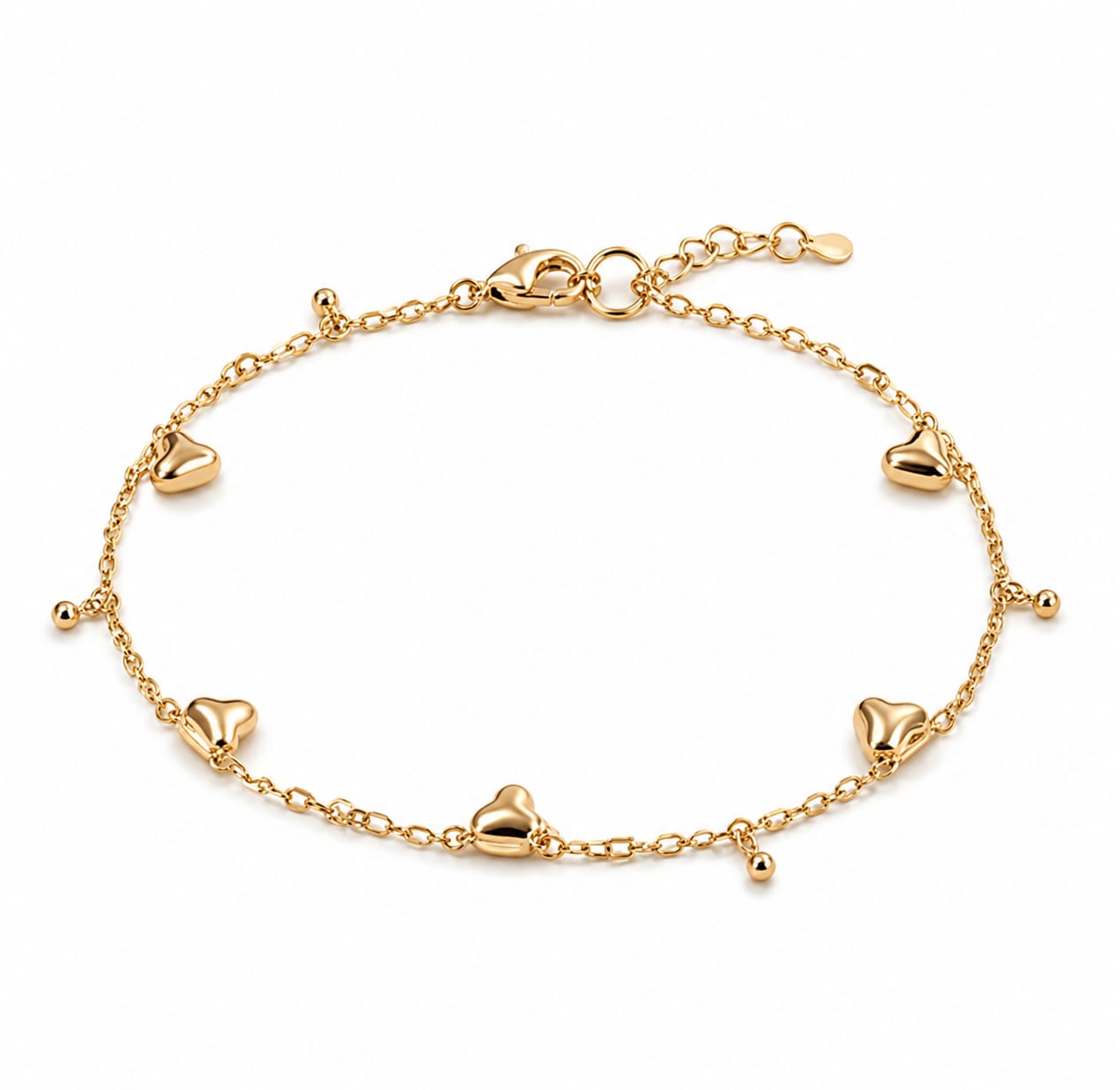 Golden Heart Charm Bracelet
