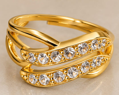 Wave Crystal Adjustable Ring