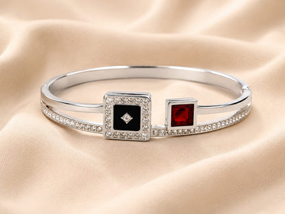 Luxe Dual Stone Crystal Cuff Bracelet