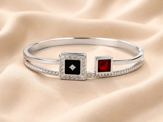 Luxe Dual Stone Crystal Cuff Bracelet