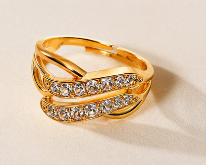 Wave Crystal Adjustable Ring