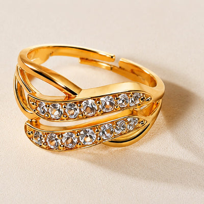 Wave Crystal Adjustable Ring
