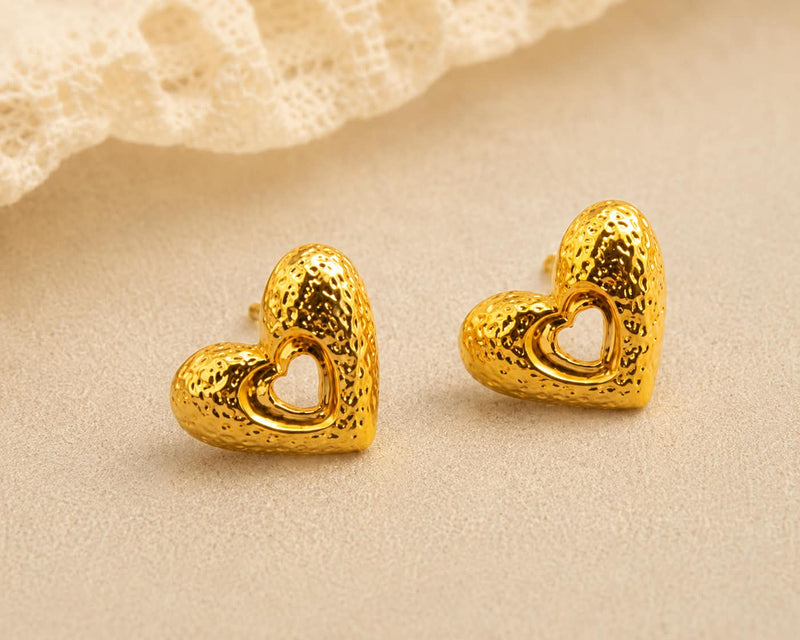 Luxe Heart Stud Earrings