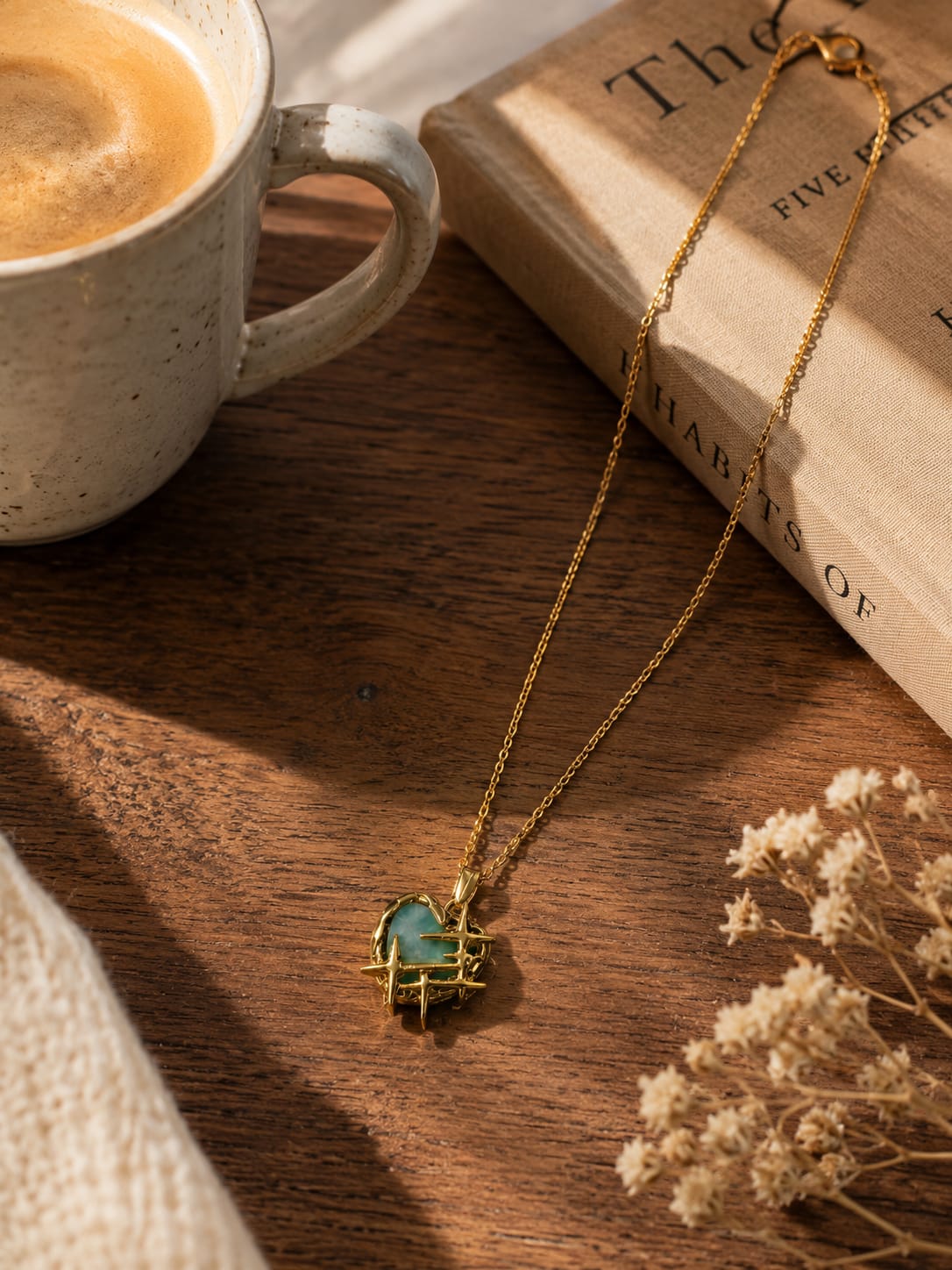 Celeste Dual-Side Heart Pendant Necklace