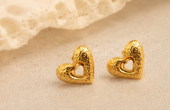 Luxe Heart Stud Earrings