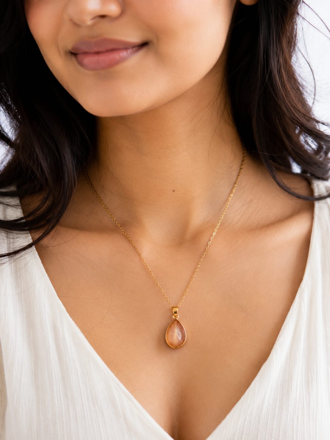 Elegant Peach Drop Necklace