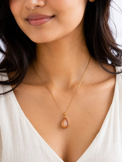 Elegant Peach Drop Necklace