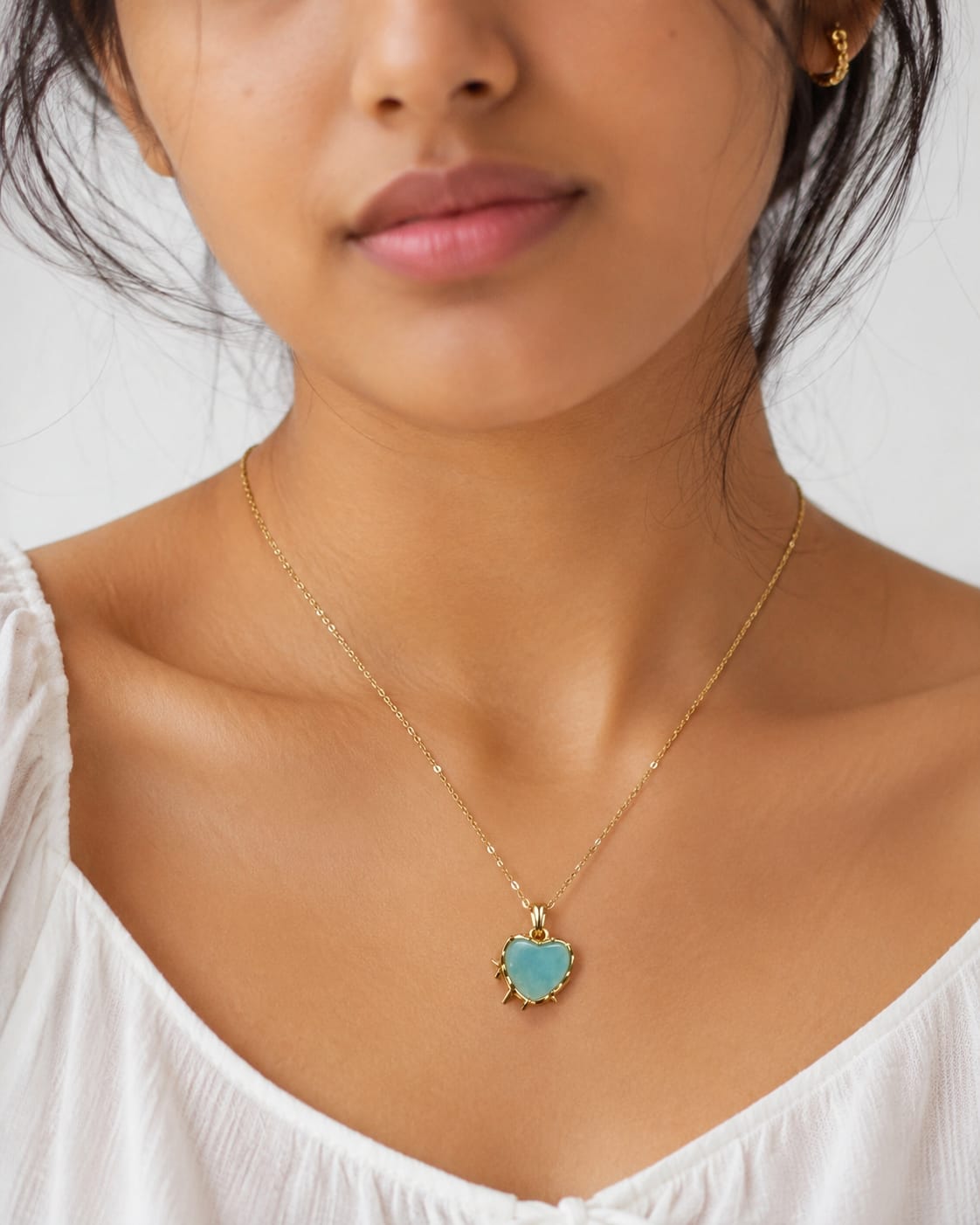 Celeste Dual-Side Heart Pendant Necklace