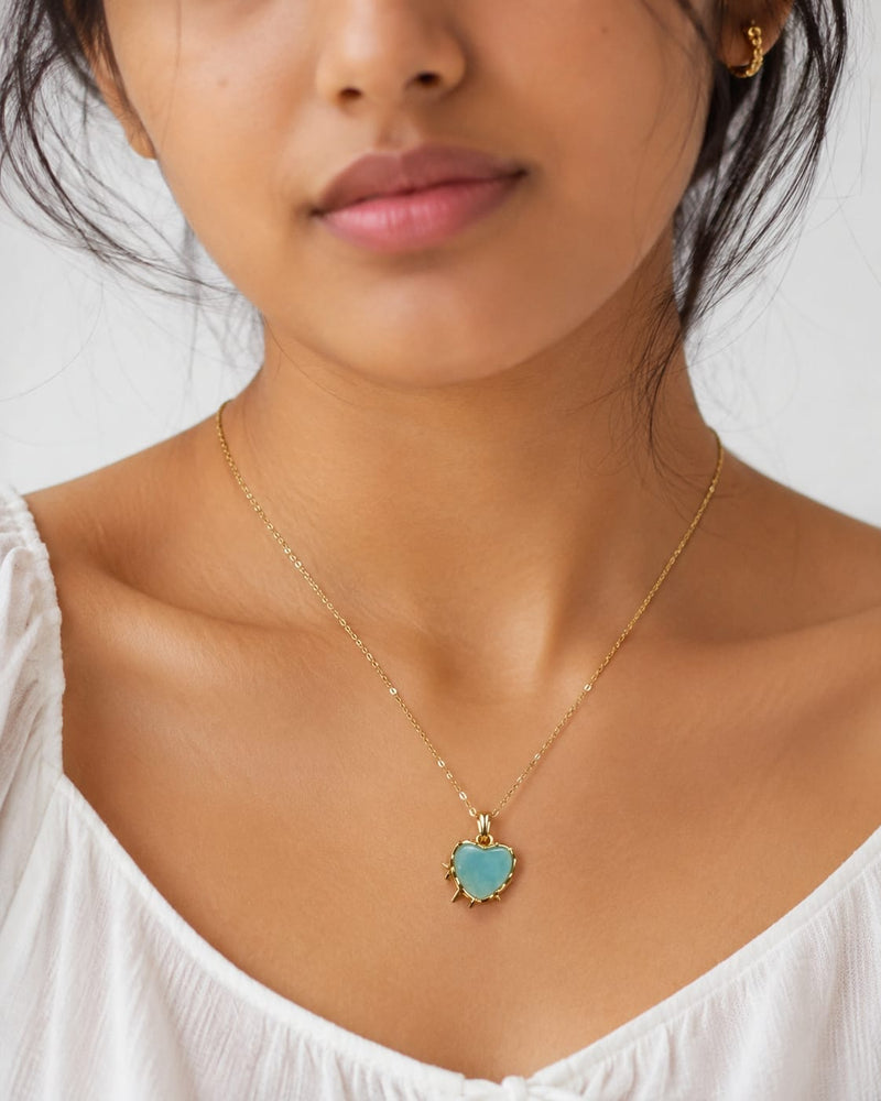 Celeste Dual-Side Heart Pendant Necklace