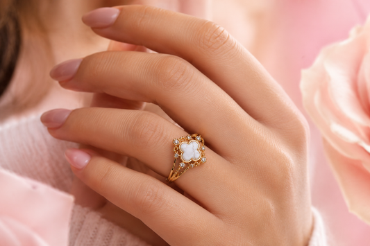 Crystal Clover Statement Ring