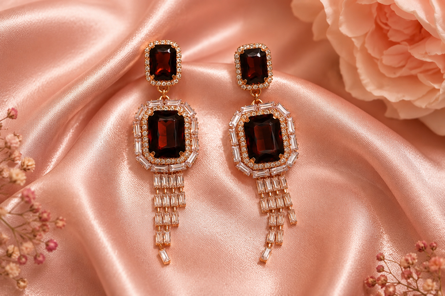 Ruby Cascade  Earrings