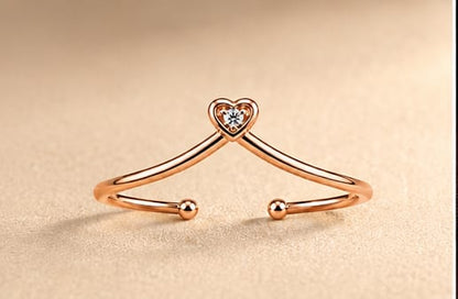 Crystal Heart Adjustable Ring