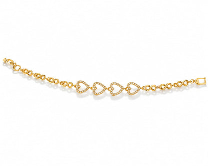 Four Heart CZ Gold Bracelet