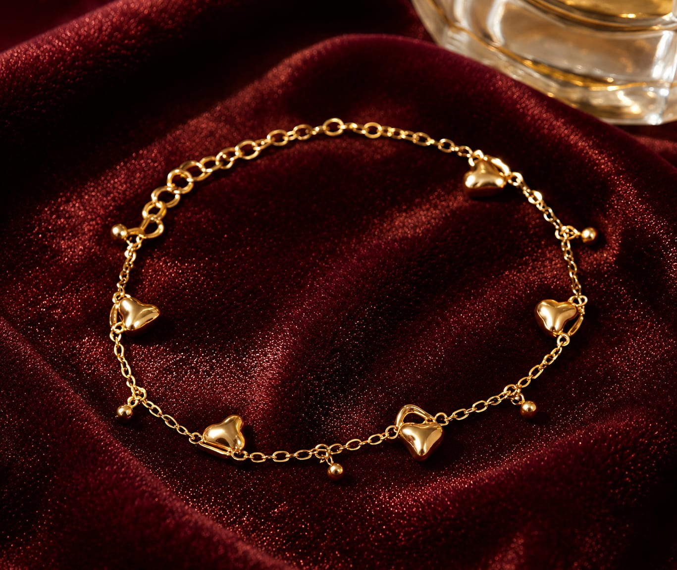 Golden Heart Charm Bracelet
