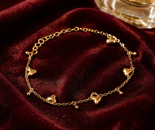Golden Heart Charm Bracelet