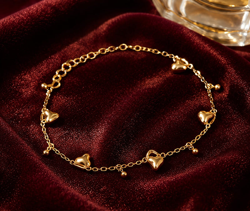 Golden Heart Charm Bracelet
