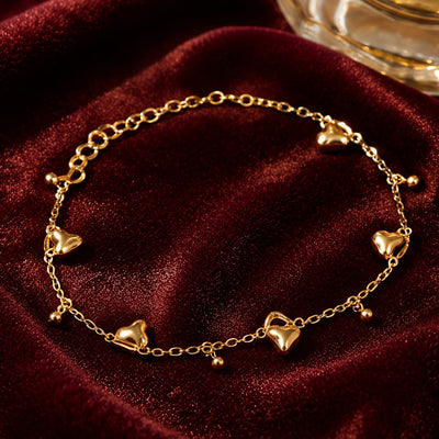 Golden Heart Charm Bracelet