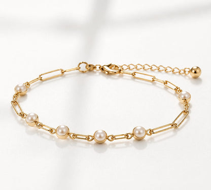 Golden Pearl Link Bracelet