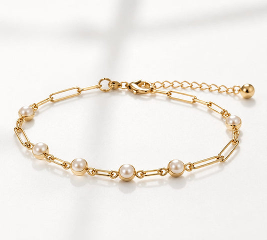 Golden Pearl Link Bracelet