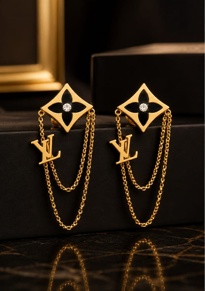 Verona Black Floral Earrings