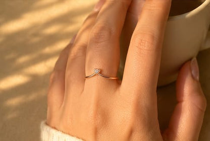 Crystal Heart Adjustable Ring