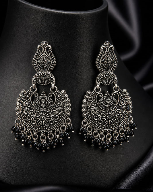 Noor Mahal Black Bead Earrings